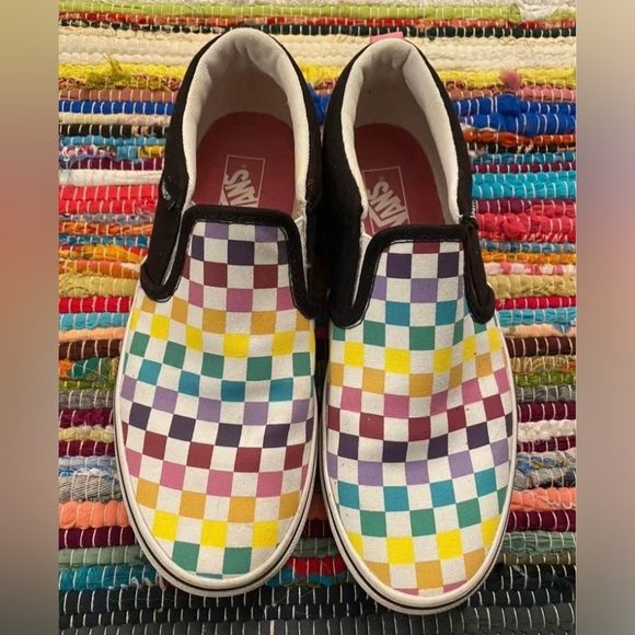 Women’s Pastel Checkerboard Slip On Vans, Size 5, Only worn two times - Picture 1 of 5